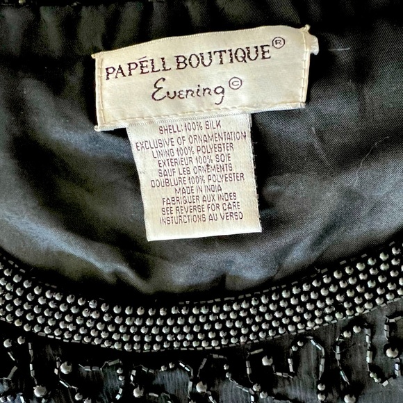 Papell Boutique Evening Black Beaded Silk Vintage Dress Tunic womens Size M 8/10 - Picture 4 of 4